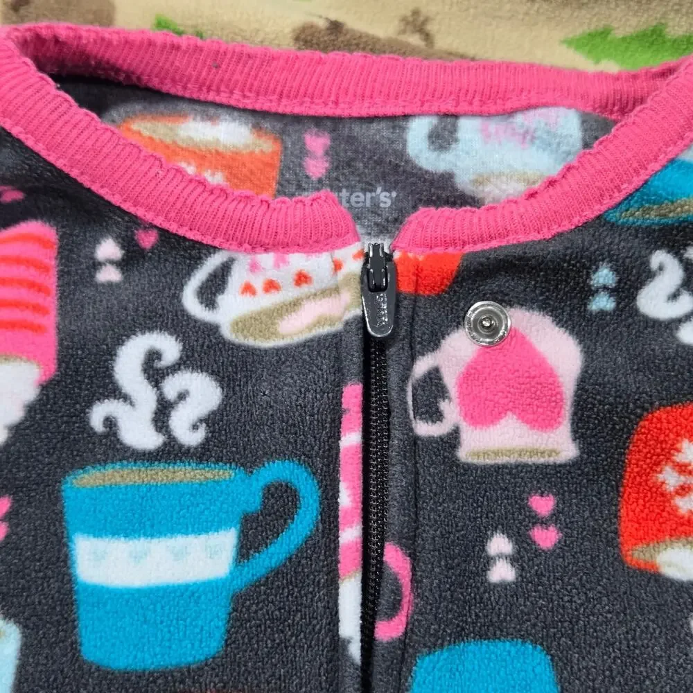 Bundle 4T Girls Carters Fleece One Piece Footed Pajamas Winter Warm Cozycore